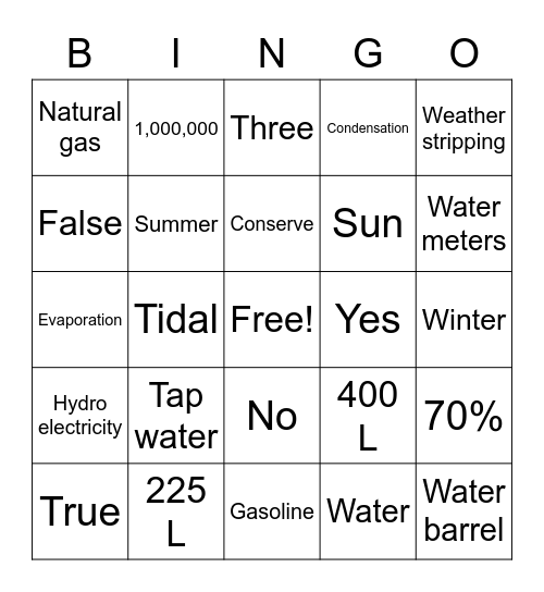 Conservation Bingo Card