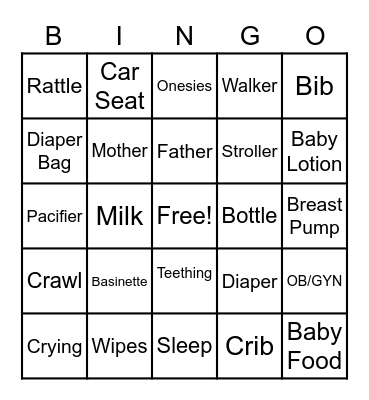 Baby Bingo Card