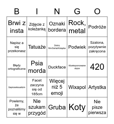 szevc tinder Bingo Card