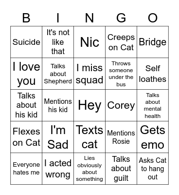 Andy Smith Bingo Card