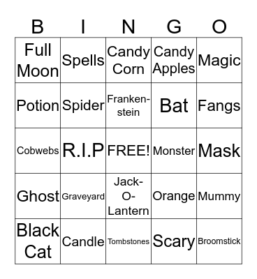 Bobcats Halloween Bingo Card