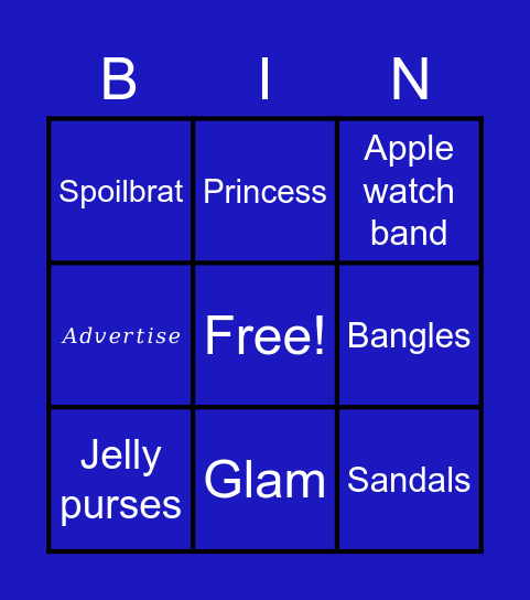 𝑃𝑟𝑖𝑛𝑐𝑒𝑠𝑠 𝐺𝑙𝑎𝑚𝑈𝑝 𝑏𝑖𝑛𝑔𝑜 Bingo Card