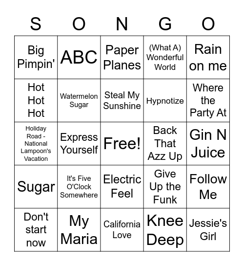 Summertime Mix-Tape (1) Bingo Card