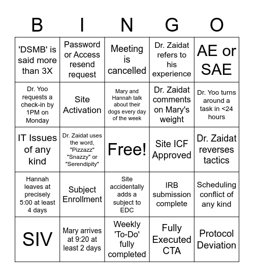 TESLA Bingo! Bingo Card