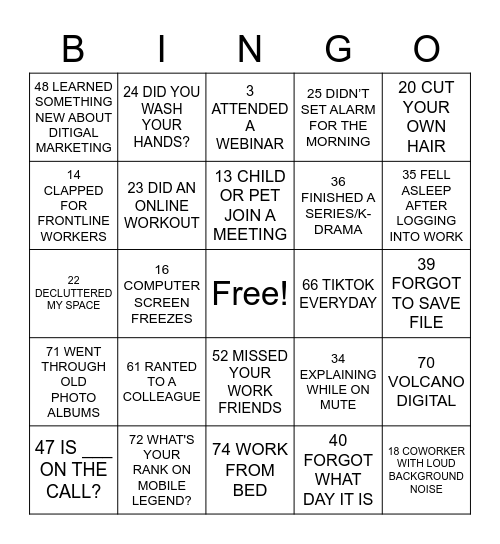 DBOS VIRTUAL BINGO Card