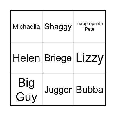 Brendan's Tribe Bingo Card