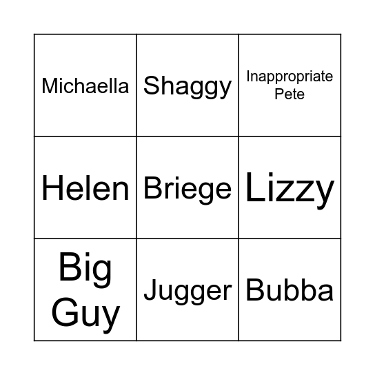 Brendan's Tribe Bingo Card