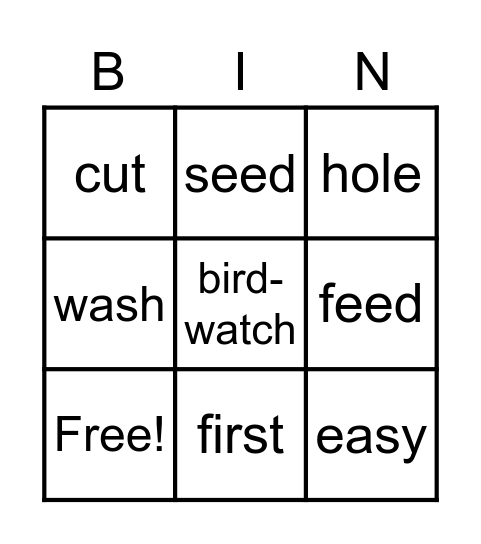 Word Bingo Card