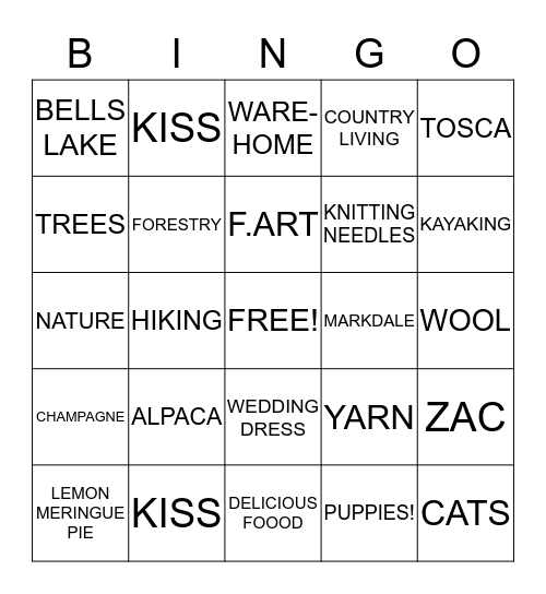 BRIDAL BINGO Card