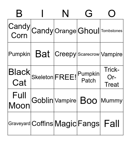 Bobcats Halloween Bingo Card