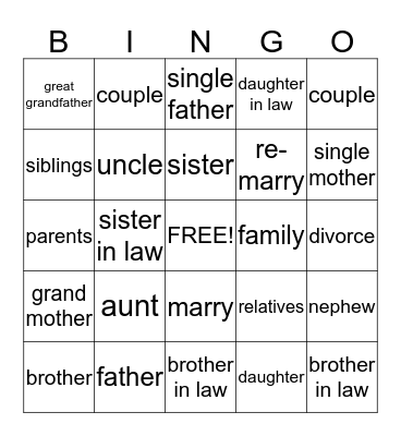 HOME AND FAMILY Bingo Card
