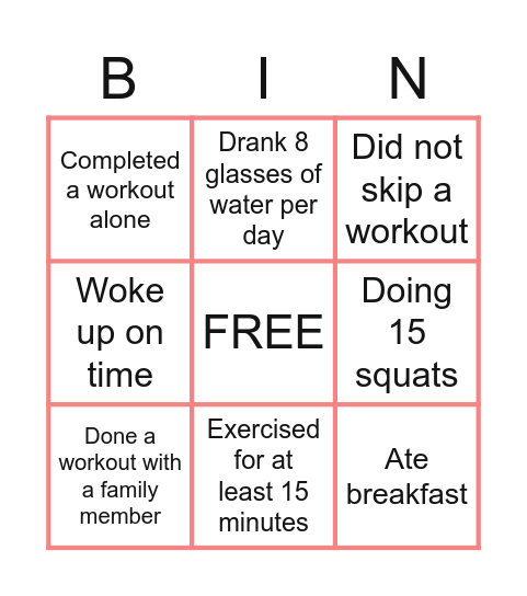 Sports challenges Bingo Card