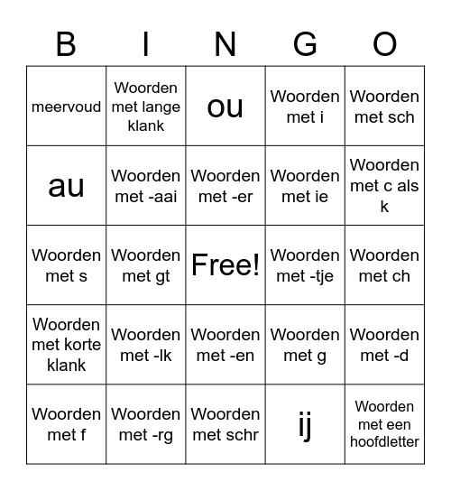 Spellingsbingo blok 7 & 8 Bingo Card