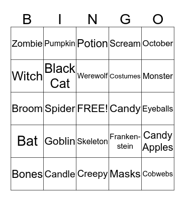 Bobcats Halloween Bingo Card