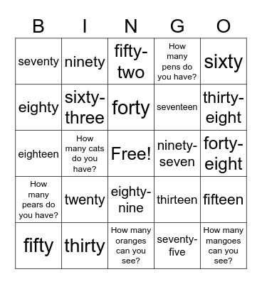 How many stars can you see? Bingo Card