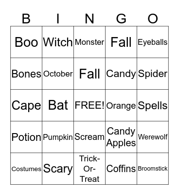 Bobcats Halloween Bingo Card