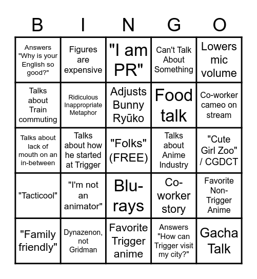 Tattun In-Between Bingo Card