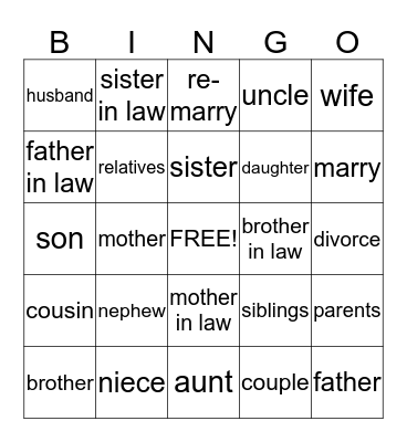 HOME AND FAMILY Bingo Card