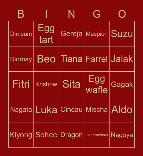 SOHEE Bingo Card