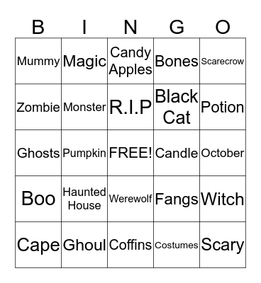 Bobcats Halloween Bingo Card