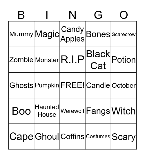 Bobcats Halloween Bingo Card