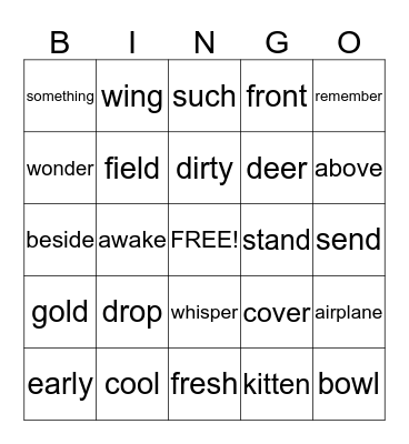 WORD BINGO Card