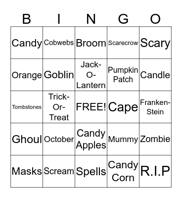 Bobcats Halloween Bingo Card