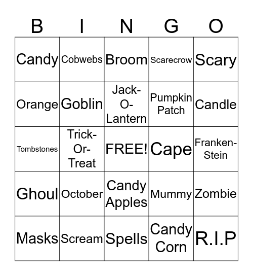 Bobcats Halloween Bingo Card