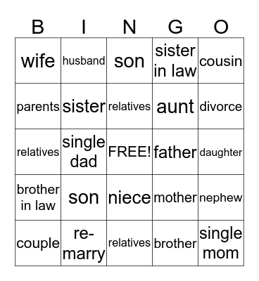 HOME AND FAMILY Bingo Card