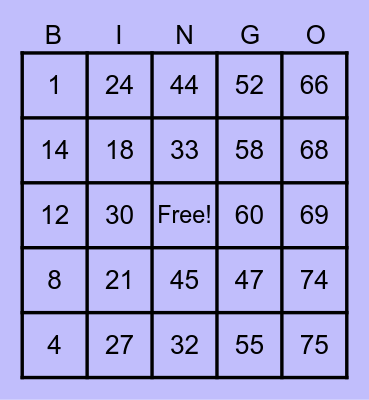 Badedooh Bingo Card