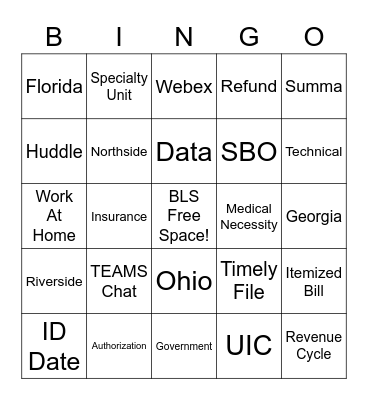 Patient Accounting Week Bingo Card