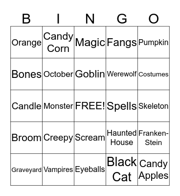 Bobcats Halloween Bingo Card