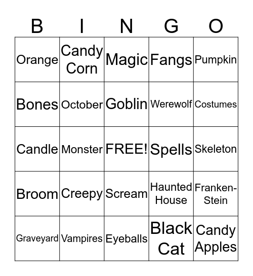 Bobcats Halloween Bingo Card