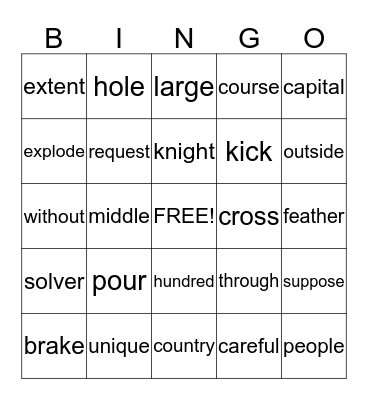 WORD Bingo Card