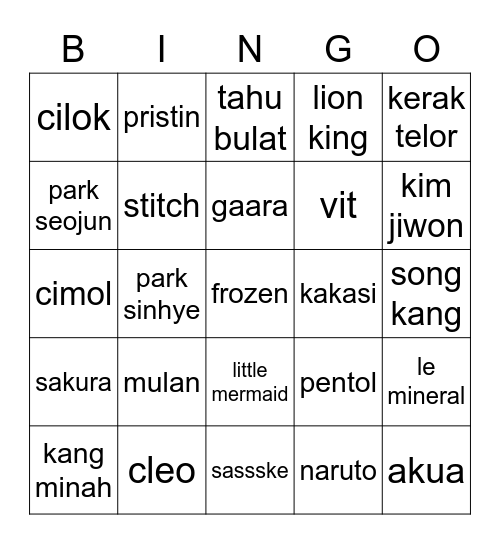 rosehumt Bingo Card