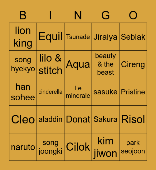 karngsleugi, JIAYOU. Bingo Card