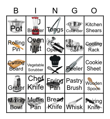 Cooking Tool Bingo Card