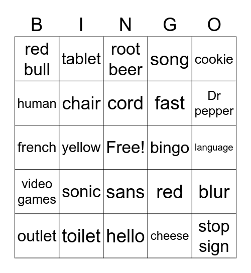 Random Things Bingo Card