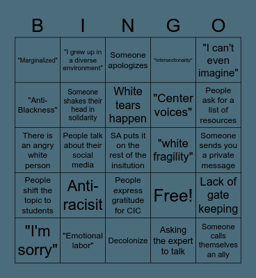 SA Council Bingo Card