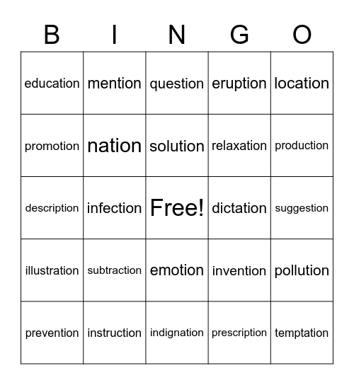 [tion bingo! Bingo Card