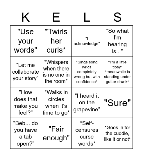 Kelsingo Bingo Card