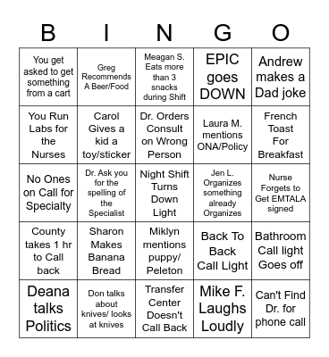 Leslie B. Bingo Card