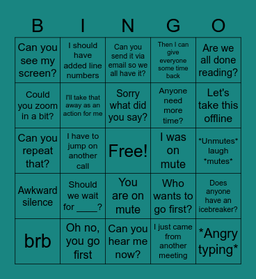 Chime Bingo Card