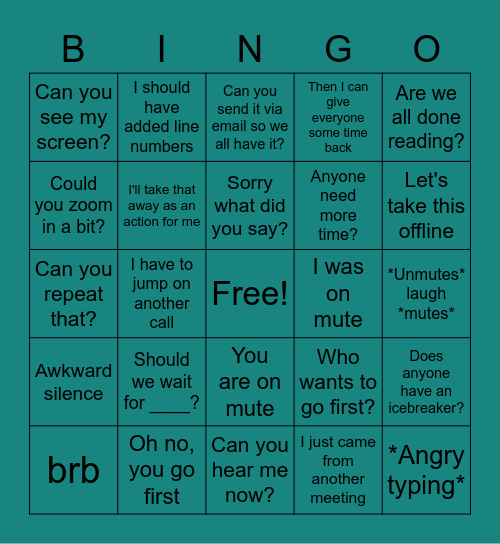 Chime Bingo Card
