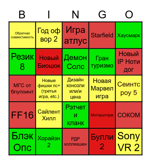 PS5 ИВЕНТ ГМУ ЭДИШЕН Bingo Card