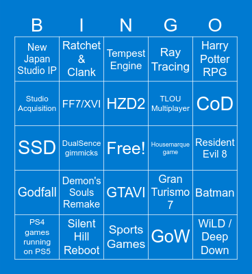 PS5 Conference Bingo Card