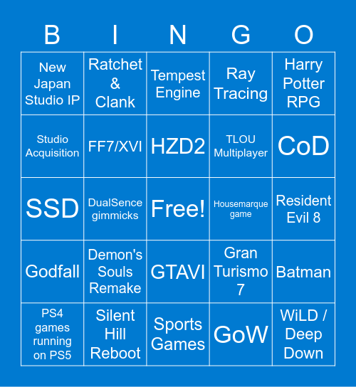 PS5 Conference Bingo Card