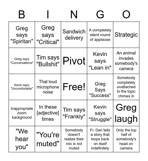 HGP Bingo Card