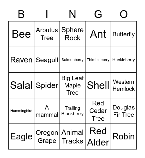 Outdoor Bingo Card