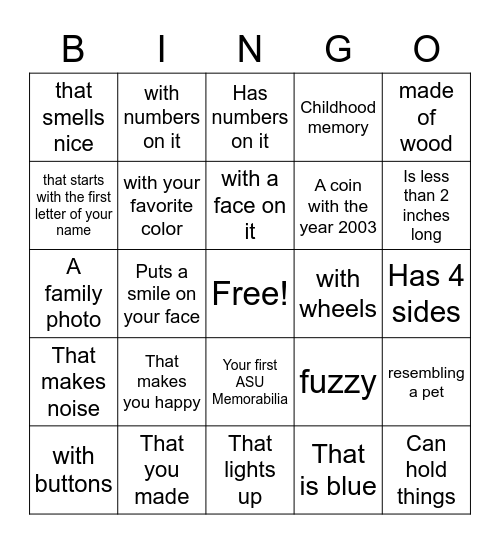 Find Something... Bingo Card